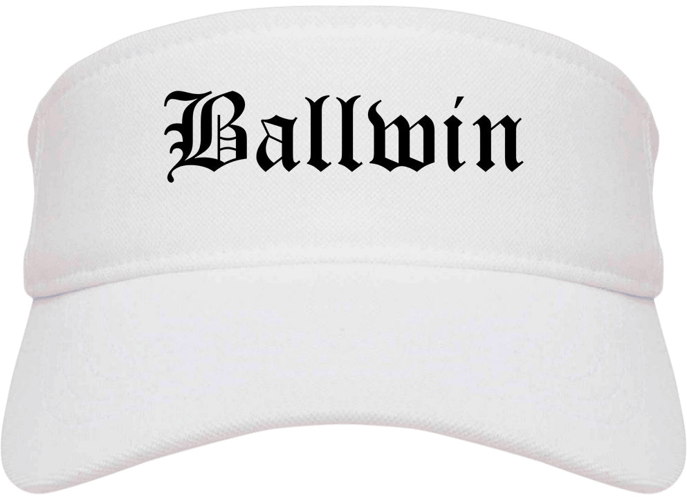 Ballwin Missouri MO Old English Mens Visor Cap Hat White