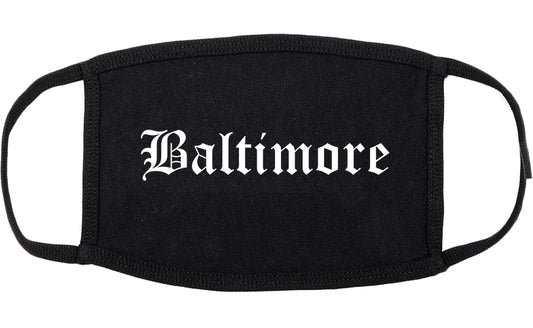 Baltimore Maryland MD Old English Cotton Face Mask Black