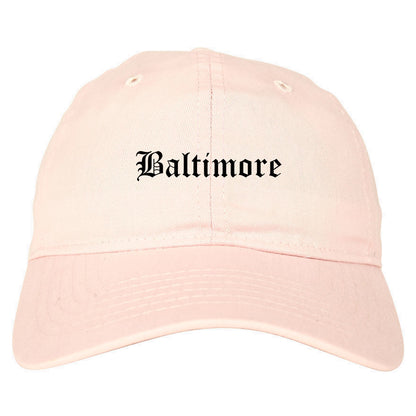 Baltimore Maryland MD Old English Mens Dad Hat Baseball Cap Pink