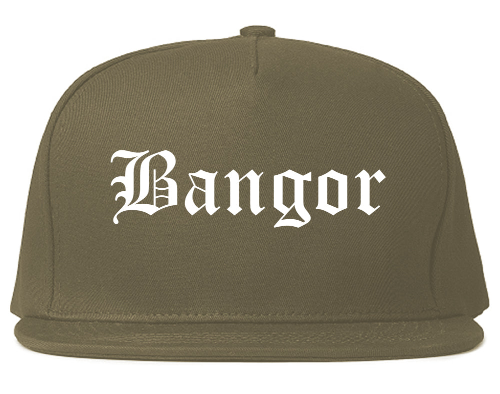 Bangor Maine ME Old English Mens Snapback Hat Grey