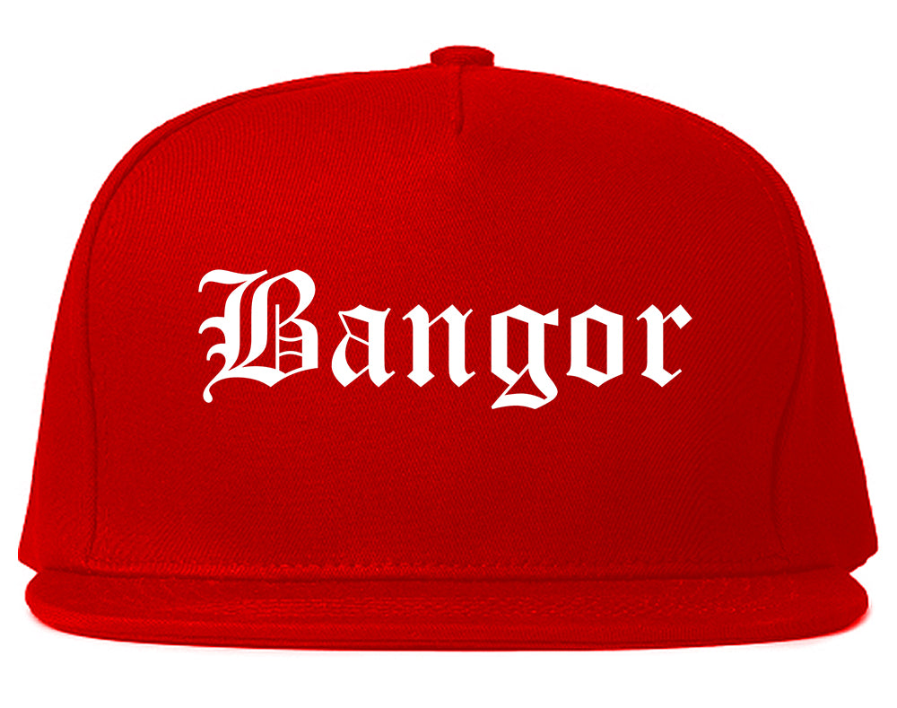 Bangor Maine ME Old English Mens Snapback Hat Red
