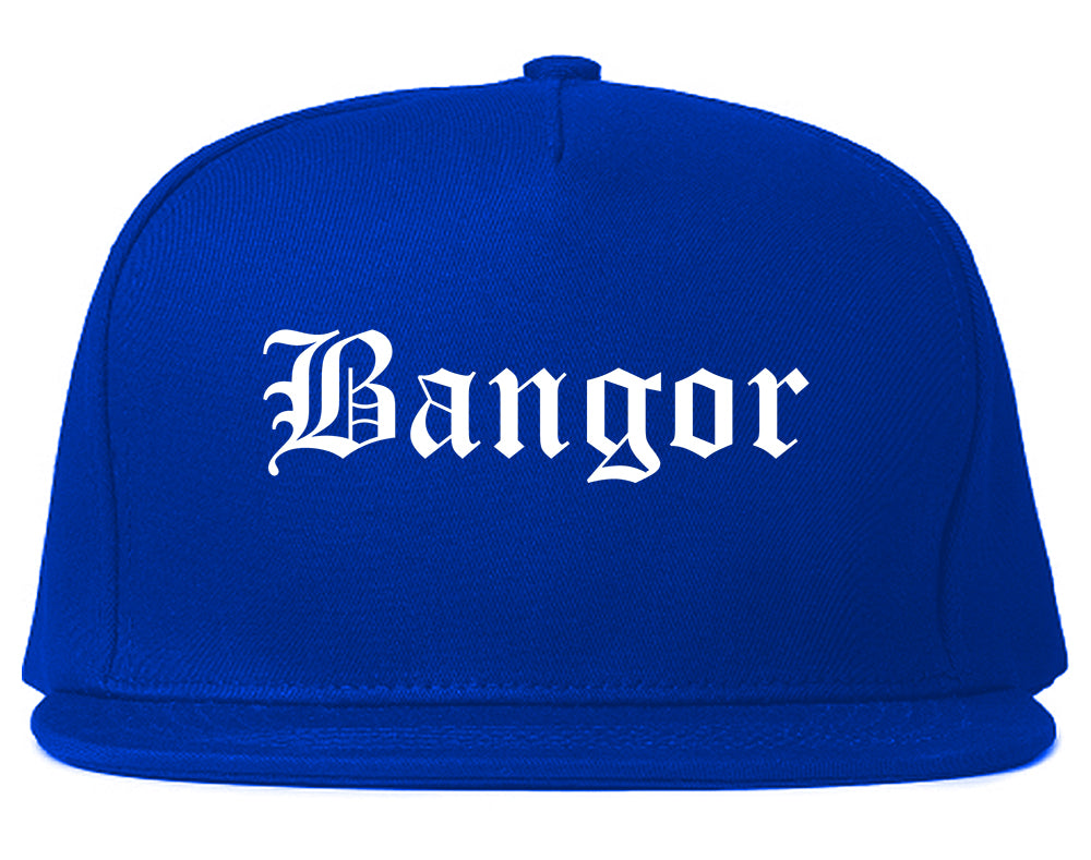 Bangor Maine ME Old English Mens Snapback Hat Royal Blue