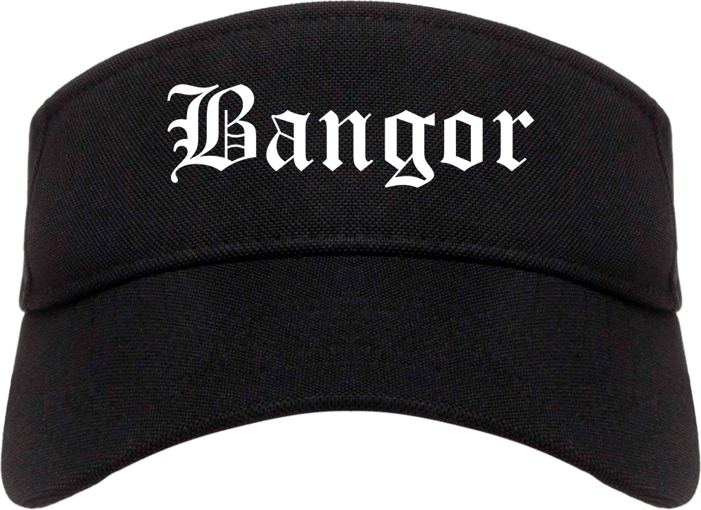 Bangor Maine ME Old English Mens Visor Cap Hat Black