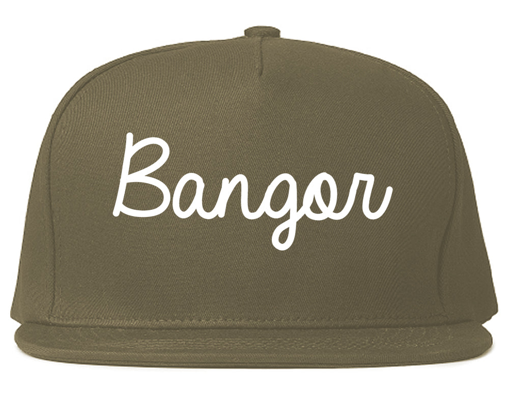 Bangor Pennsylvania PA Script Mens Snapback Hat Grey