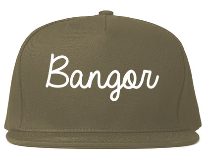 Bangor Pennsylvania PA Script Mens Snapback Hat Grey