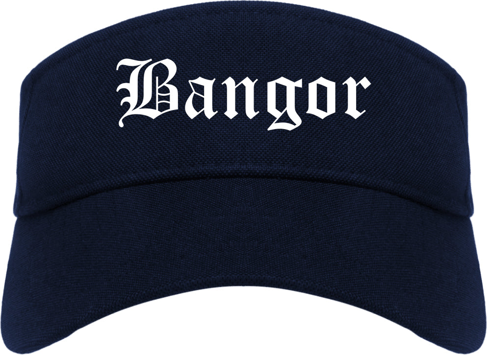 Bangor Pennsylvania PA Old English Mens Visor Cap Hat Navy Blue