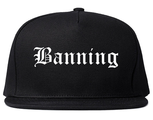 Banning California CA Old English Mens Snapback Hat Black