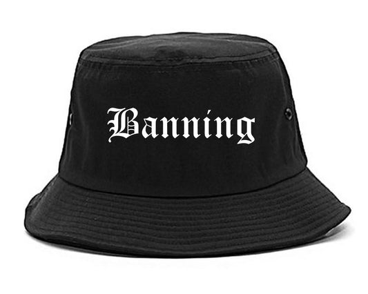 Banning California CA Old English Mens Bucket Hat Black
