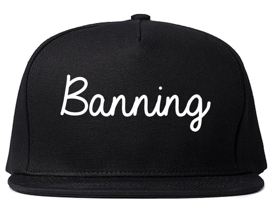 Banning California CA Script Mens Snapback Hat Black