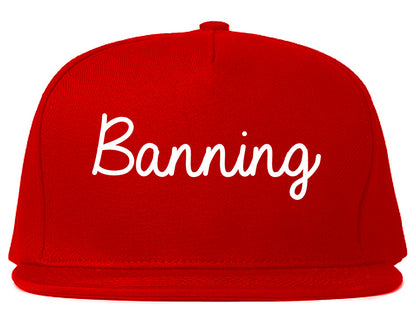 Banning California CA Script Mens Snapback Hat Red