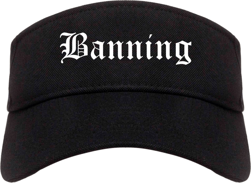 Banning California CA Old English Mens Visor Cap Hat Black