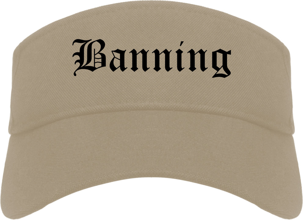 Banning California CA Old English Mens Visor Cap Hat Khaki