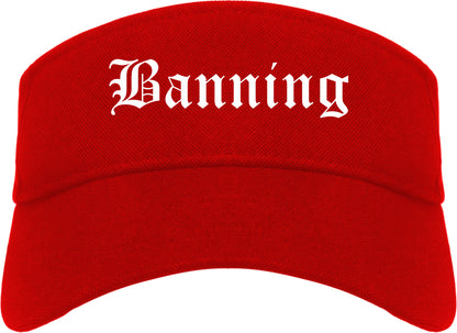 Banning California CA Old English Mens Visor Cap Hat Red