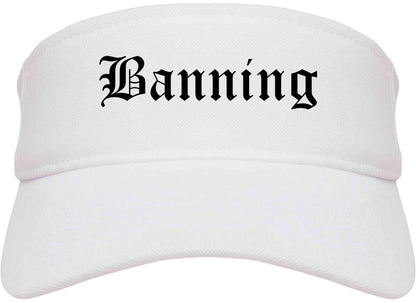Banning California CA Old English Mens Visor Cap Hat White