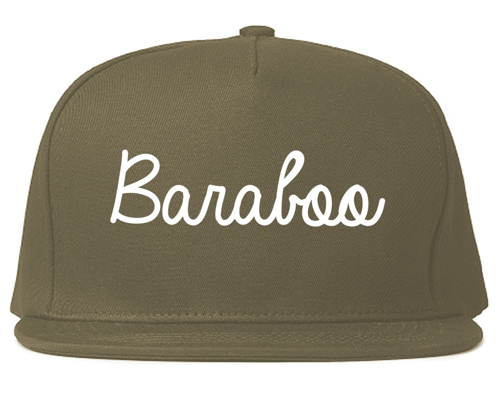 Baraboo Wisconsin WI Script Mens Snapback Hat Grey