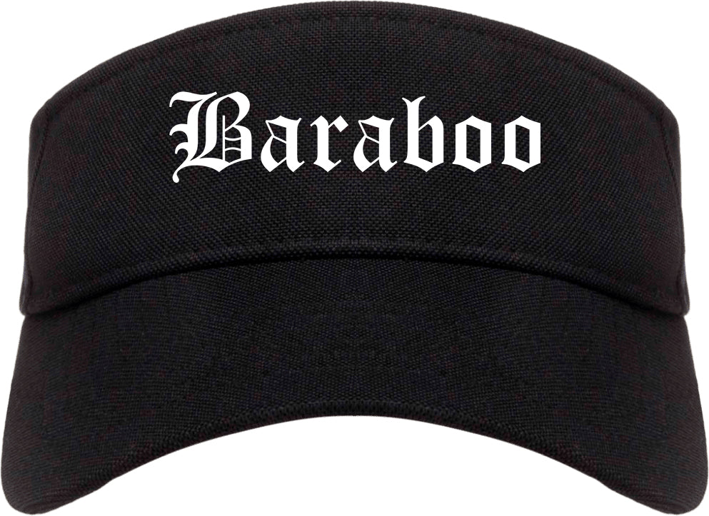 Baraboo Wisconsin WI Old English Mens Visor Cap Hat Black
