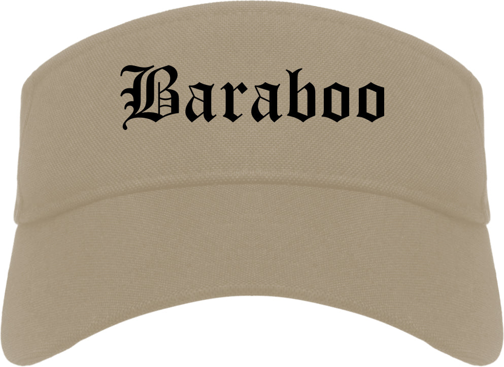 Baraboo Wisconsin WI Old English Mens Visor Cap Hat Khaki