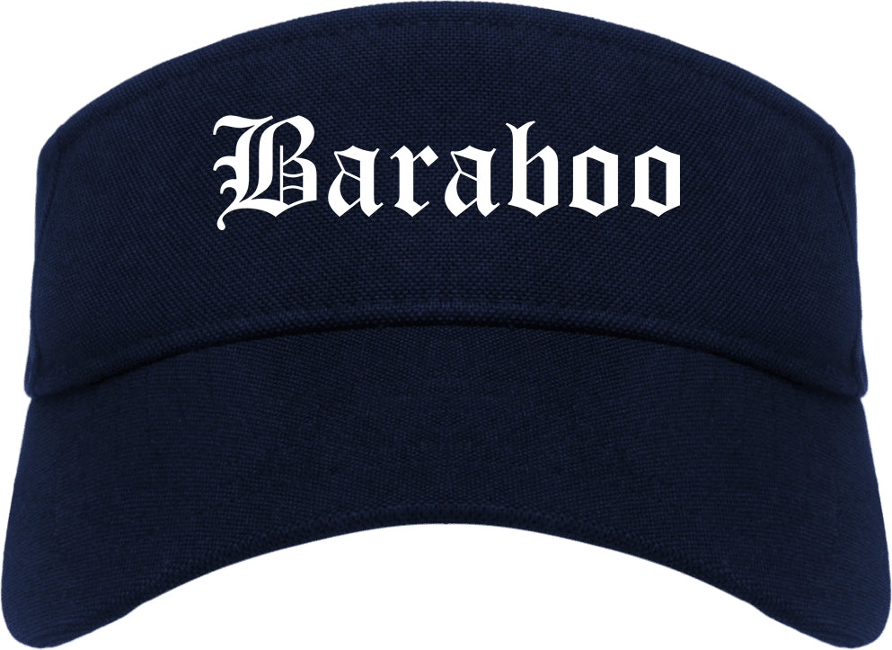 Baraboo Wisconsin WI Old English Mens Visor Cap Hat Navy Blue