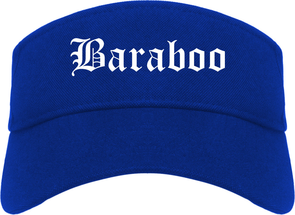 Baraboo Wisconsin WI Old English Mens Visor Cap Hat Royal Blue