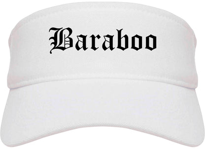Baraboo Wisconsin WI Old English Mens Visor Cap Hat White