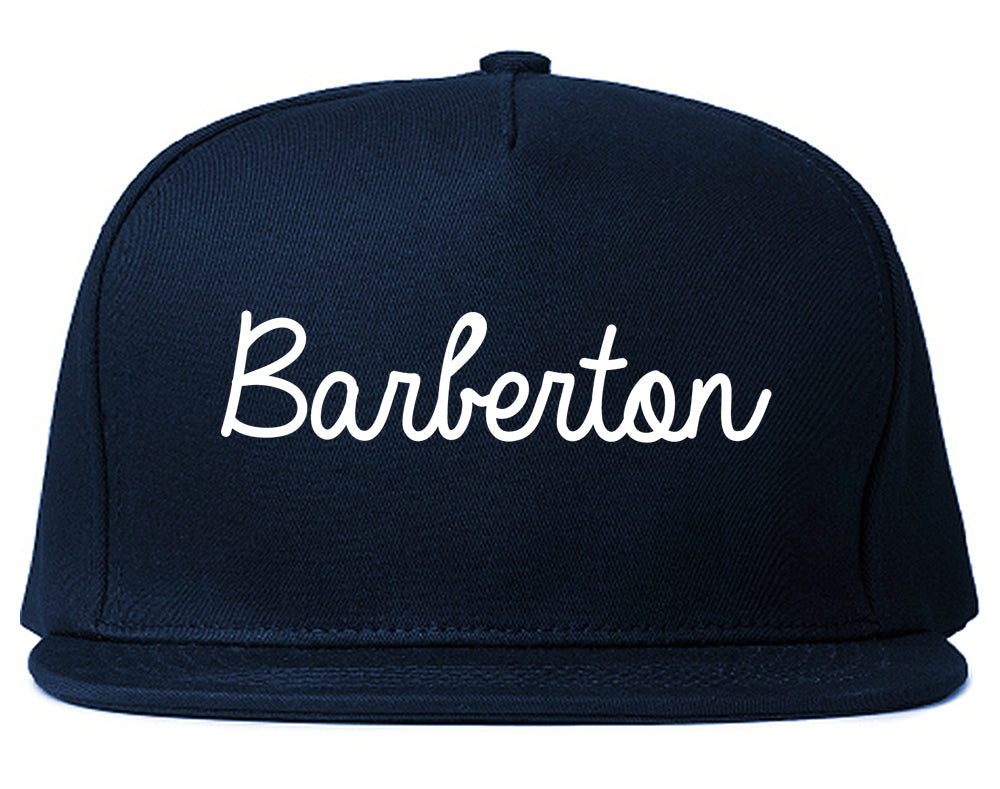 Barberton Ohio OH Script Mens Snapback Hat Navy Blue
