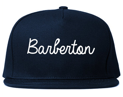 Barberton Ohio OH Script Mens Snapback Hat Navy Blue