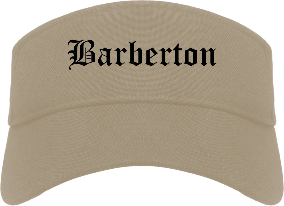 Barberton Ohio OH Old English Mens Visor Cap Hat Khaki