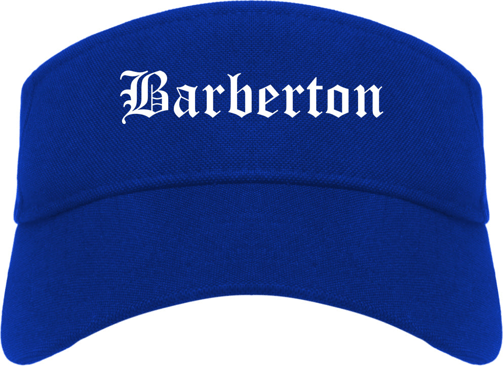 Barberton Ohio OH Old English Mens Visor Cap Hat Royal Blue