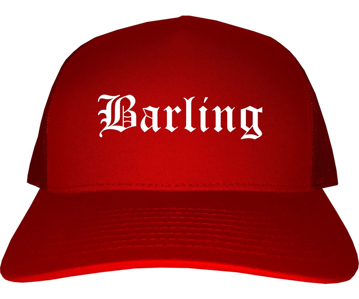 Barling Arkansas AR Old English Mens Trucker Hat Cap Red