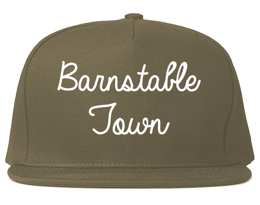Barnstable Town Massachusetts MA Script Mens Snapback Hat Grey