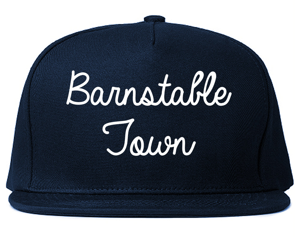 Barnstable Town Massachusetts MA Script Mens Snapback Hat Navy Blue