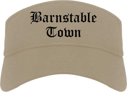 Barnstable Town Massachusetts MA Old English Mens Visor Cap Hat Khaki