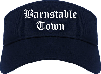 Barnstable Town Massachusetts MA Old English Mens Visor Cap Hat Navy Blue