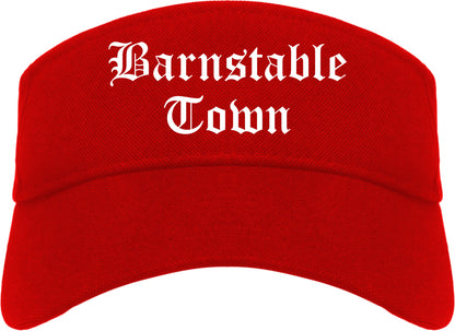 Barnstable Town Massachusetts MA Old English Mens Visor Cap Hat Red