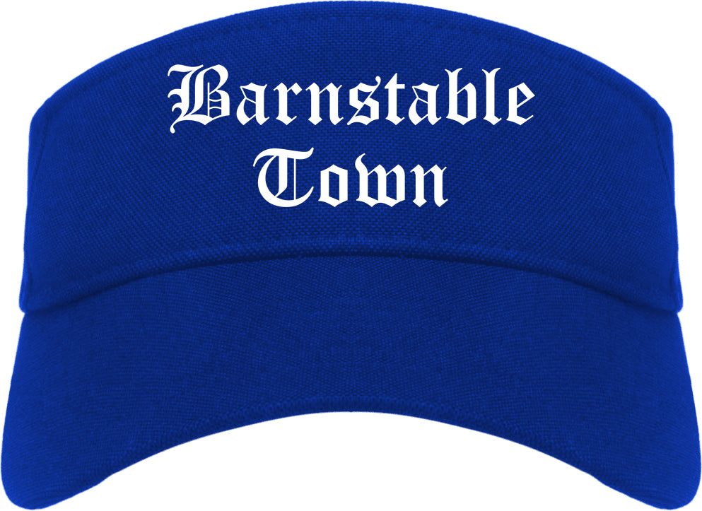 Barnstable Town Massachusetts MA Old English Mens Visor Cap Hat Royal Blue