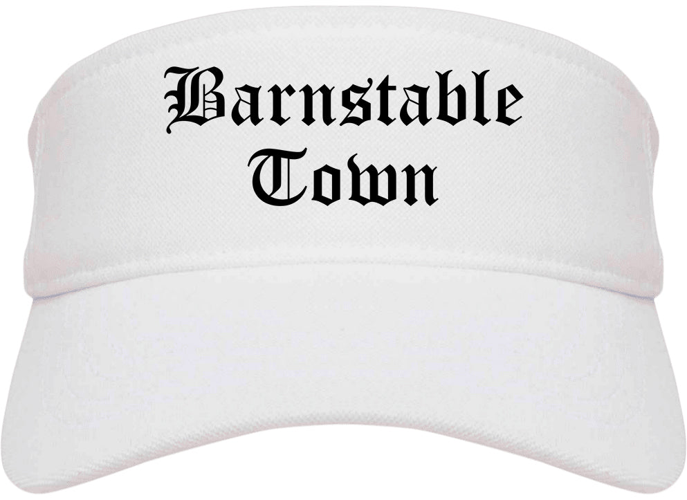 Barnstable Town Massachusetts MA Old English Mens Visor Cap Hat White