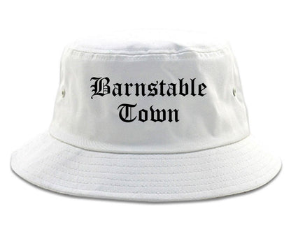 Barnstable Town Massachusetts MA Old English Mens Bucket Hat White