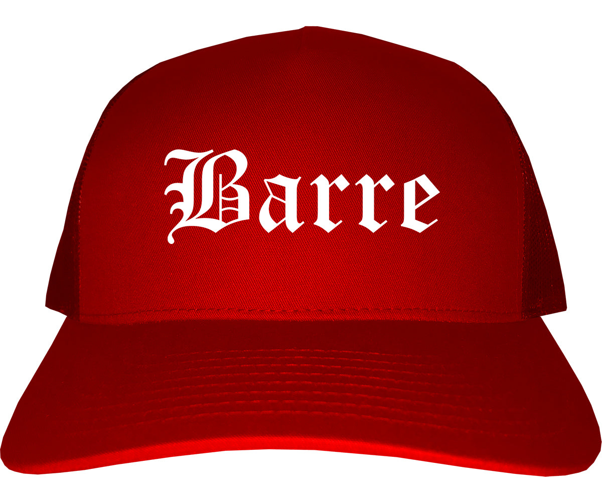Barre Vermont VT Old English Mens Trucker Hat Cap Red