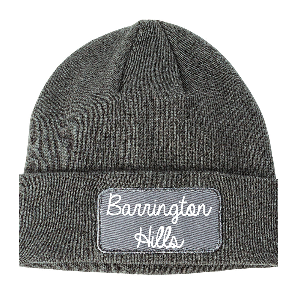 Barrington Hills Illinois IL Script Mens Knit Beanie Hat Cap Grey