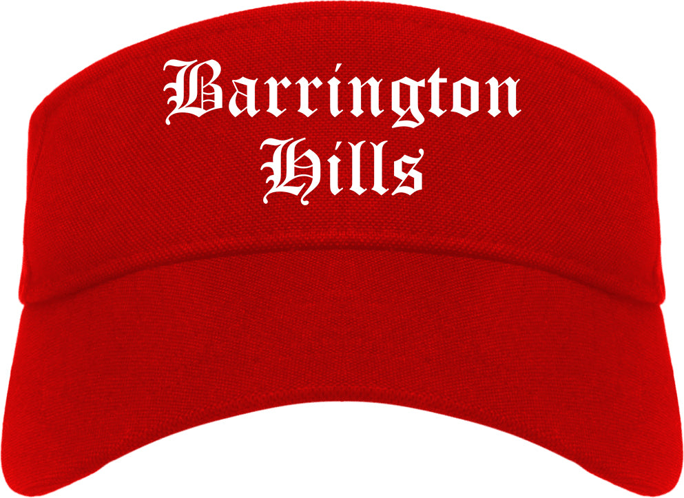 Barrington Hills Illinois IL Old English Mens Visor Cap Hat Red