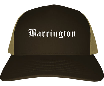 Barrington Illinois IL Old English Mens Trucker Hat Cap Brown