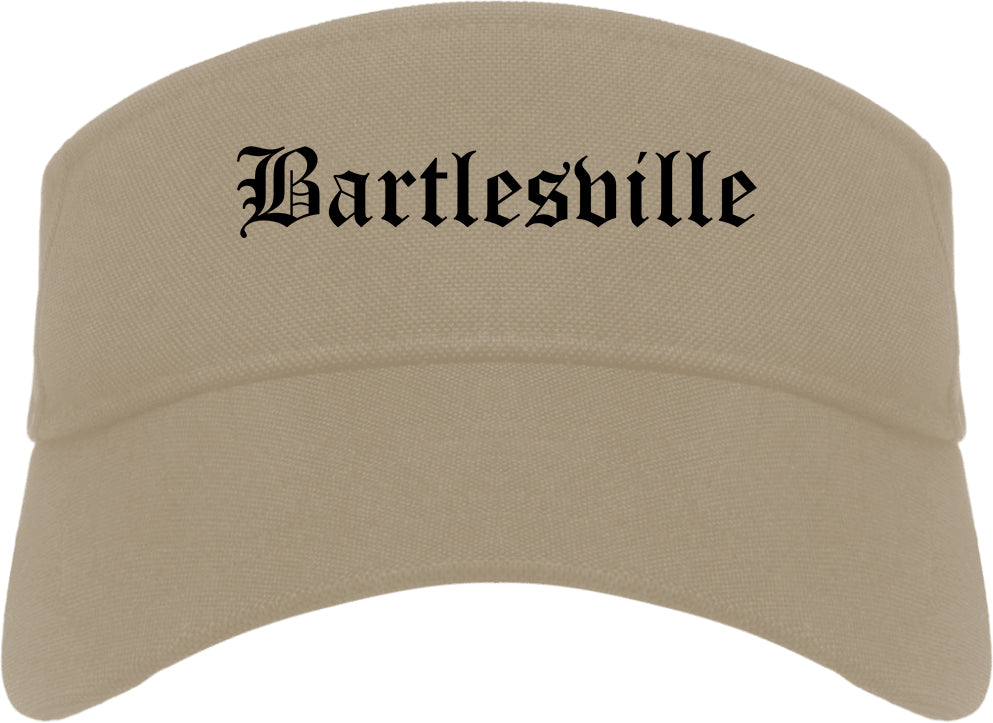 Bartlesville Oklahoma OK Old English Mens Visor Cap Hat Khaki
