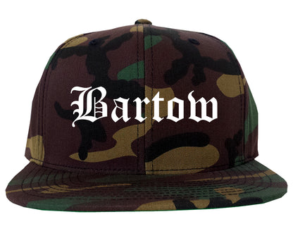 Bartow Florida FL Old English Mens Snapback Hat Army Camo