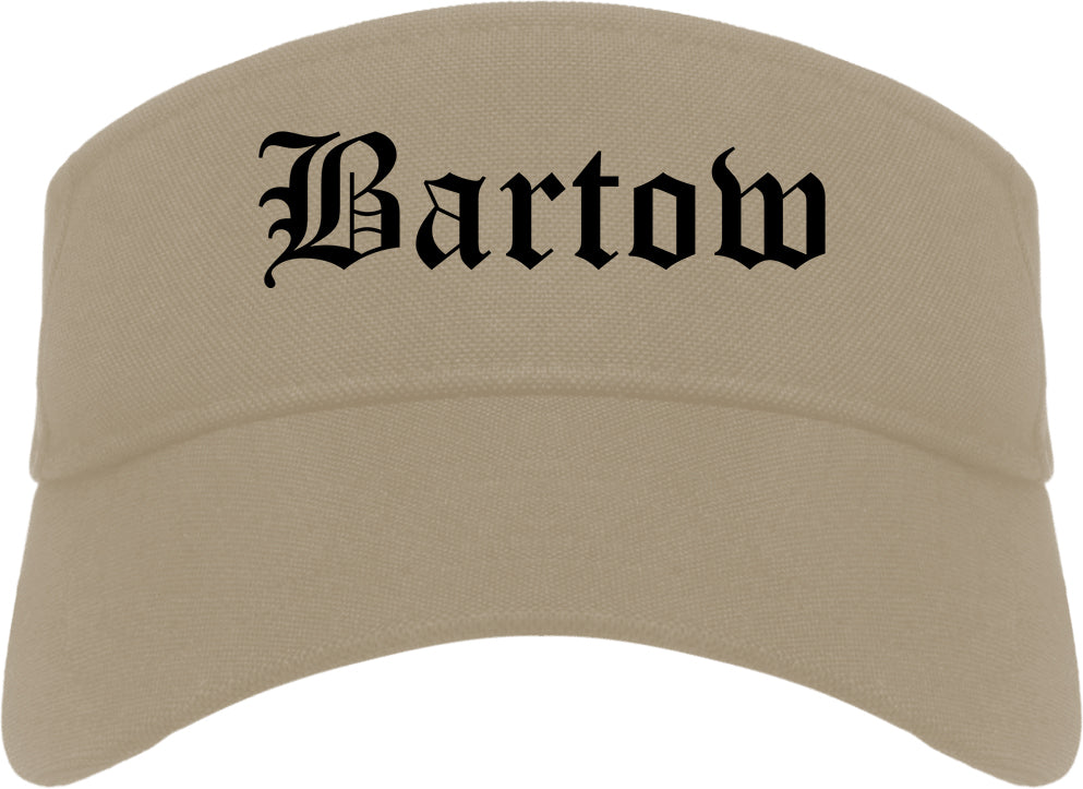 Bartow Florida FL Old English Mens Visor Cap Hat Khaki