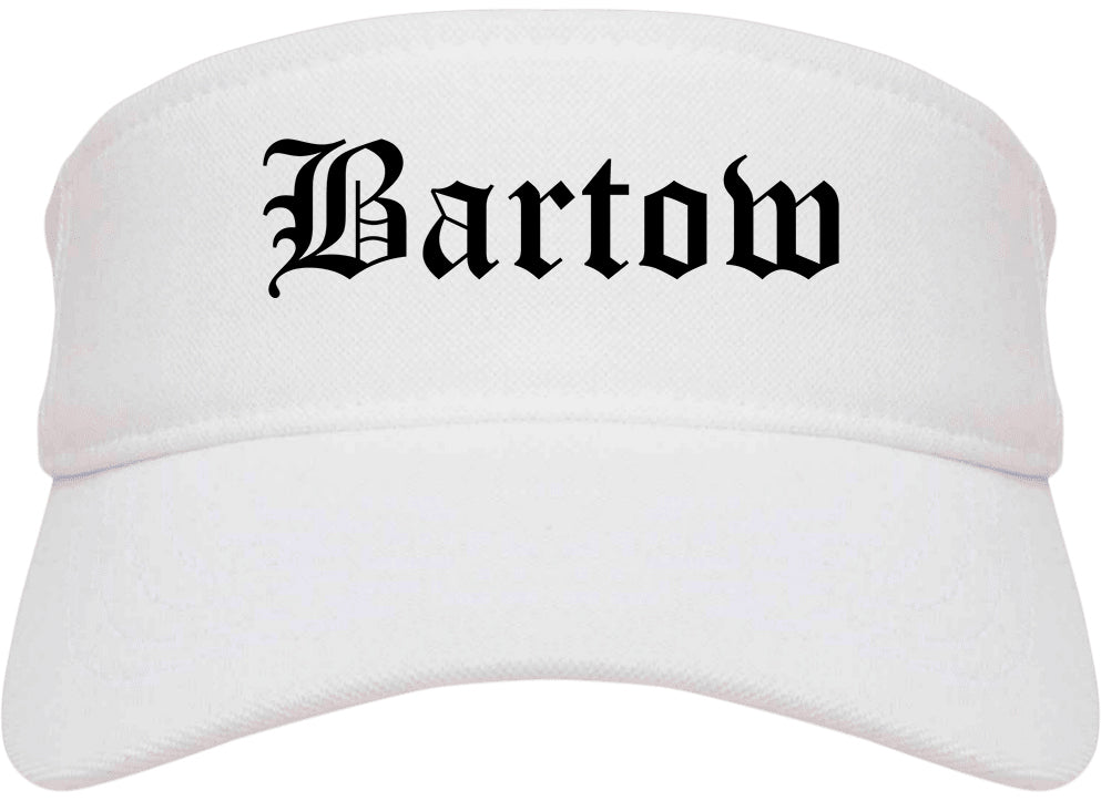Bartow Florida FL Old English Mens Visor Cap Hat White