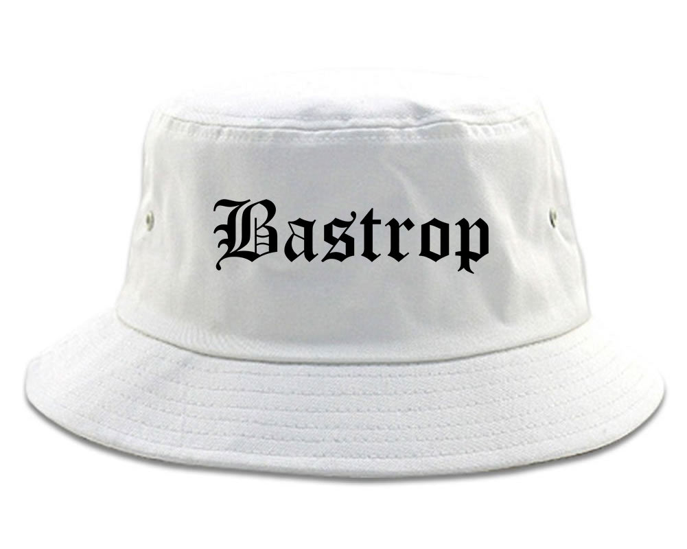Bastrop Louisiana LA Old English Mens Bucket Hat White