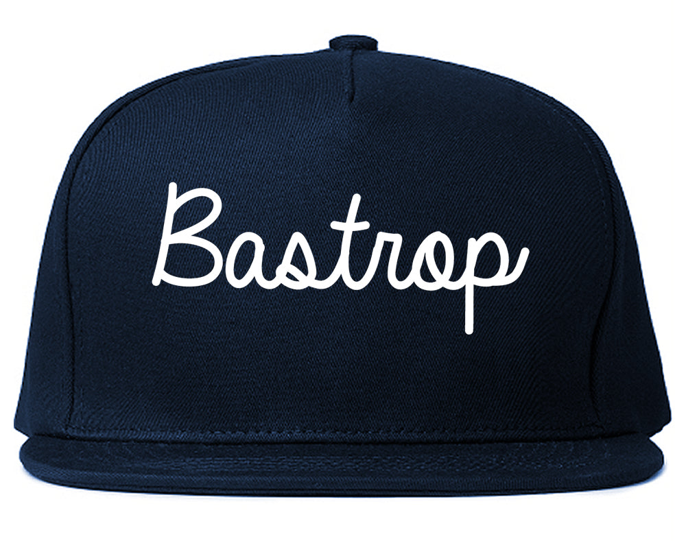 Bastrop Texas TX Script Mens Snapback Hat Navy Blue