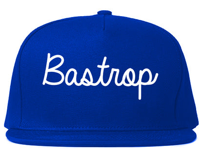 Bastrop Texas TX Script Mens Snapback Hat Royal Blue