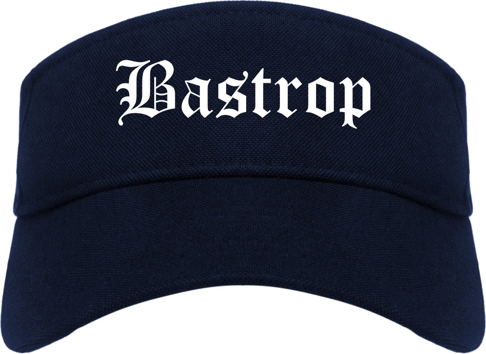 Bastrop Texas TX Old English Mens Visor Cap Hat Navy Blue