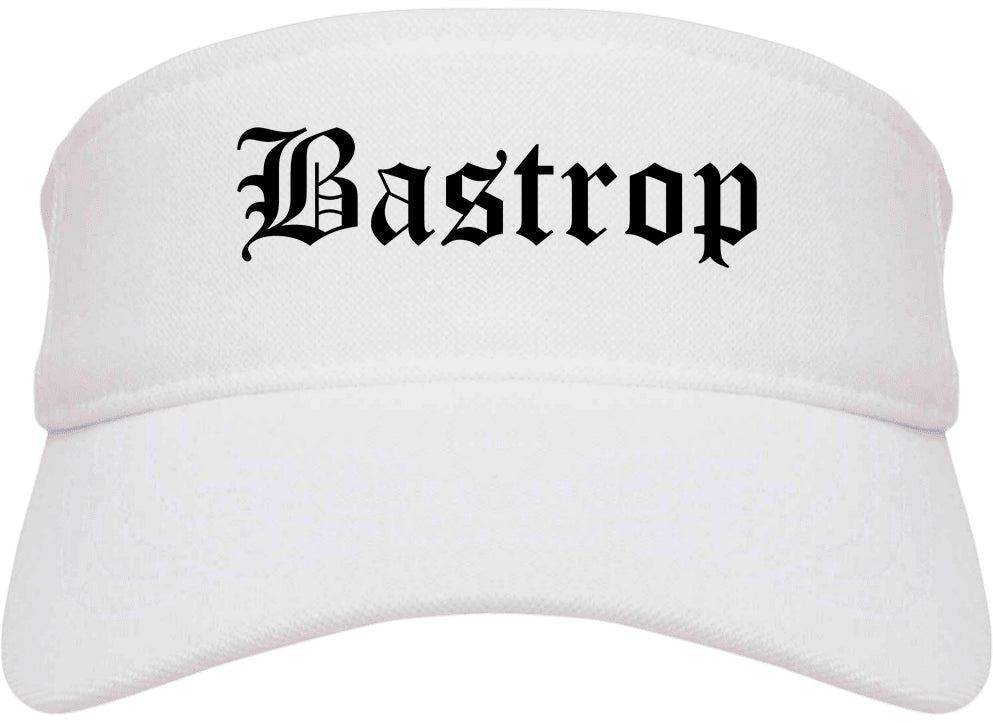 Bastrop Texas TX Old English Mens Visor Cap Hat White